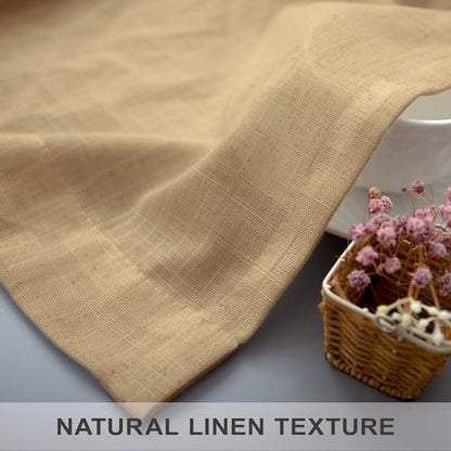Pitalk Burlap Color Linen Window Valance for Kitchen 3 Inch Rod Pocket Semi Sheer Primitive Rustic Farmhouse Valance Curtain Topper for Bedroom Living Room Dining Bathroom 18 Inch Length Tan Brown - color: Tan Brown