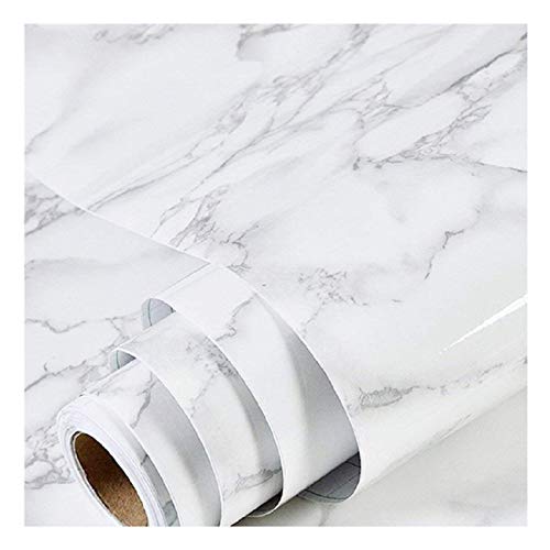 practicalWs Marble Wallpaper Granite White and Grey Paper Roll 23.6" x 118" Kitchen Countertop Cabinet Furniture is Renovated Thick PVC Easy to Remove Without Leaving Glue Upgrade - color: Gray/White, size: 23.6" x 118"