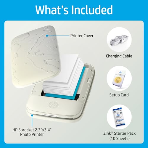 HP Sprocket Select 2.3x3.4 Instant Photo Printer, Print Pictures on Zink Sticky-Backed Paper from Your iOS & Android Device, Portable Printer for Home Use and Travel, Eclipse - color: Eclipse, style: Printer