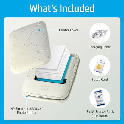 HP Sprocket Select 2.3x3.4 Instant Photo Printer, Print Pictures on Zink Sticky-Backed Paper from Your iOS & Android Device, Portable Printer for Home Use and Travel, Eclipse - color: Eclipse, style: Printer