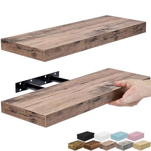 Sorbus Floating Shelves for Wall – 16 Inch Floating Shelf for Kitchen, Bedroom, Living Room, Bathroom, Home & Wall Decor - Mounted Bathroom Shelves with Invisible Brackets (Mahogany, 2 Pack) - color: Mahogany, size: 2 Pack