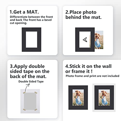 Somime 10 Pack Picture Mats 16x20 for 11x14 Photos, Acid Free Black 16x20 Precut Mat, White Core Bevel Cut Frame Matte, Ideal for Frames, Pictures - size: black 10pc precut 16x20