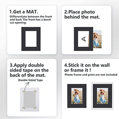 Somime 10 Pack Picture Mats 16x20 for 11x14 Photos, Acid Free Black 16x20 Precut Mat, White Core Bevel Cut Frame Matte, Ideal for Frames, Pictures - size: black 10pc precut 16x20