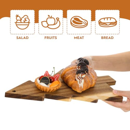 STOBAZA 15 Inch Christmas Tree Charcuterie Board, Wooden Cheese Serving Platt Cutting Chopping Platter for Cheese Vegetables Fruit Bread Pizza Serving Tray Festive Kitchen Decor Multi Use Food Display