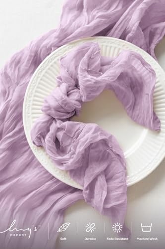 Ling's Moment Luxury Cloth Wedding Napkins - 19x19 Inch Reusable Cheesecloth Linen Napkins for Wedding Reception, Bridal Shower, Dinner Table - Washable, Durable (Set of 10), [Lilac] - color: Prpl-lilac