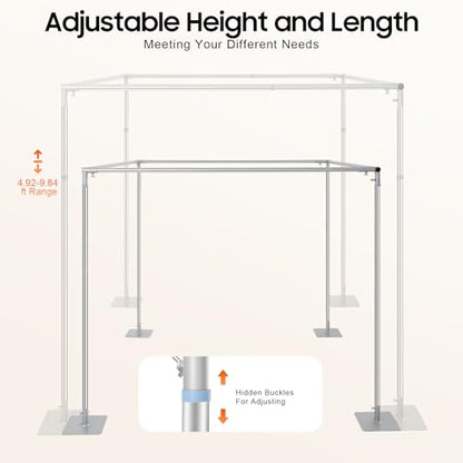 4 Post Backdrop Stand Kit,Party Back Drop Adjustable Stand,Wedding Arch Backdrop Stand 9.84 * 9.84 * 9.84ft Background Canopy Kit for Wedding Photography Show (9.84 * 9.84 * 9.84ft) - size: 9.84*9.84*9.84ft