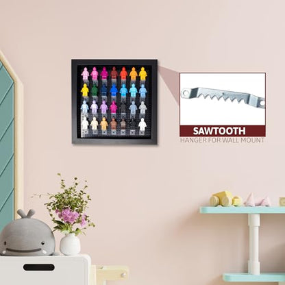 Figurine Display Case 10x10 Black Shadow Box for Miniature Figures 10x10 Black Wood Shadow Box with Black Base to Display Up to 28 Block Figures - color: Black With Black Backing, size: 10x10