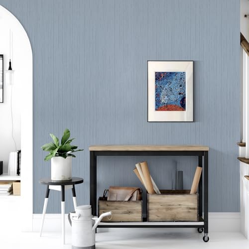 Grasscloth Peel and Stick Wallpaper Grey Blue 15.74" X 118.11" Fabric Textured Self-Adhesive Contact Paper Removable Vinyl Wall Paper Grass Cloth Linen Wallpapers for Bathroom Bedroom Cabinets Desk - color: Grey Blue, size: 15.7" x 118.1"