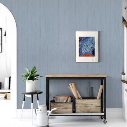 Grasscloth Peel and Stick Wallpaper Grey Blue 15.74" x 472.44" Modern Textured Self-Adhesive Contact Paper Boho Removable Vinyl Wall Paper for Bathroom Bedroom Kitchen Cabinets Desk - color: Grey Blue, size: 15.7" x 472.4"