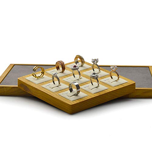 Jewelry Tray Solid Wood Display Stand Ring Storage Jewelry Ring Display Props Tray - color: Wsm02501
