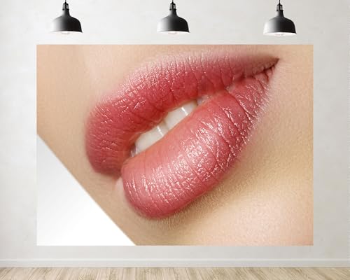 Trykid 10x8ft Glossy Natural Pink Lips Backdrop Beauty Makeup Cosmetic Photography Background Salon Fashion Launch Party Decoration Tapestry Photo Booth Prop Fabric - size: 10x8ft