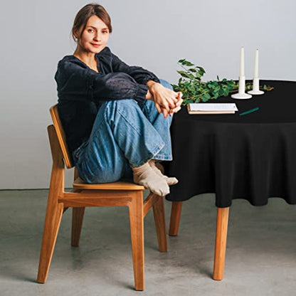 Utopia Kitchen Round Table Cloth 2 Pack(60 Inches, Black), Tablecloth Machine Washable, Polyester Table Cover for Dining, Buffet Parties, Picnics, Events, Weddings and Restaurants - color: Black, size: 2 Pack 60 Inch Tablecloth