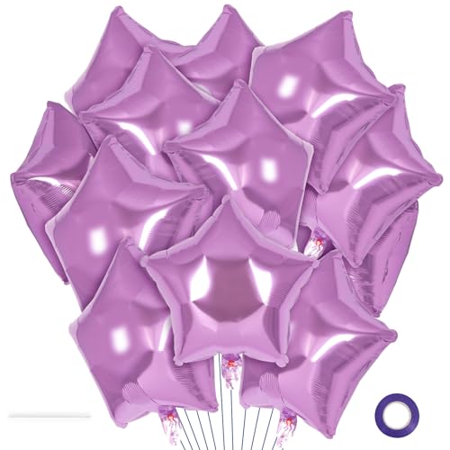 20 Pcs Star Balloons,18 Inch Purple Star Foil Balloons,Stars Shaped Balloon Mylar Helium Balloon for Birthday Party Anniversary Wedding Baby Shower Decorations (Lipurple) - color: 18inch-lipurple