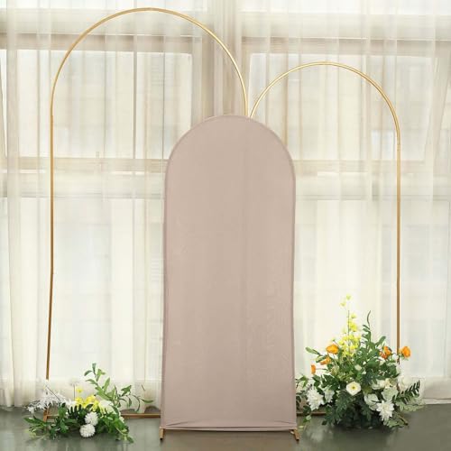 Efavormart 5ft Nude Fitted Spandex Arch Slipcover, Snug Fit Round Top Backdrop Sleeve for Minimalist Parties and Neutral Cake Table Decor - color: Nude, size: 5 FT