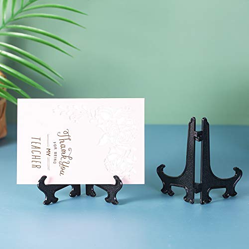 Artliving 5 Inch Black 12pcs/Set Plastic Easels Plate Display Stands Picture Frame Stand Holder - color: Black, size: 5 Inch (12 Pack)
