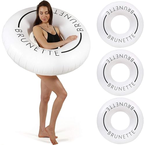 Loteli Swim Ring Float - Minimal Aesthetic Inflatable Swim Ring | Classic Prop for Party, Photo Shoot, Summer Fun & Relaxation | Durable & Easy to Inflate - color: Brunette, size: 4 Pack