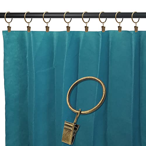 WeeksEight 40 Pack Bronze Curtain Rings with Clips, Curtain Hooks Hangers Clip Rings for Hanging Drapes Bows Hat, Drapery Rings 1.26 in I D, Fits up to 1 in Diameter Curtain Rod. - color: Bronze, size: 1.26" I D Set of 40