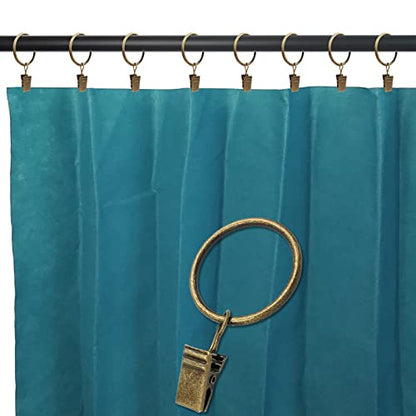 WeeksEight 100 Pack Bronze Curtain Rings with Clips, Curtain Hooks Hangers Clip Rings for Hanging Drapes Bows Hat, Drapery Rings 1.26 in I D, Fits up to 1 in Diameter Curtain Rod. - color: Bronze, size: 1.26" I D Set of 100