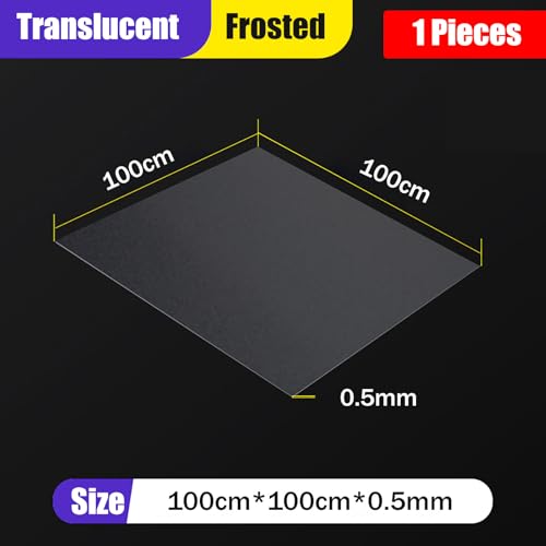 Large Pp Plastic Sheet 100×100cm 0.3 1mm Frosted Polypropylene Panel Semi-Transparent Matte Board For Light Diffuser Backdrop Table Cover Craft Use(0.5mm) - size: 0.5mm