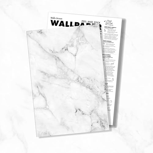 Main Street Peel and Stick Wallpaper Eco-Friendly Sheets 12 Pack, 11 X 16 Inch Carrara Marble Design, Wall Mural for Home Decor, Removable Wall Decor Wallpaper Peel and Stick for DIY Projects - style: Carrara Marble Design SCF
