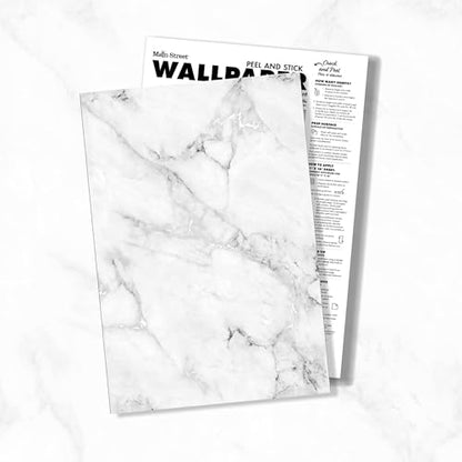 Main Street Peel and Stick Wallpaper Eco-Friendly Sheets 12 Pack, 11 X 16 Inch Carrara Marble Design, Wall Mural for Home Decor, Removable Wall Decor Wallpaper Peel and Stick for DIY Projects - style: Carrara Marble Design SCF