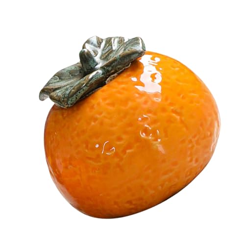 ABOOFAN 1Pc Ceramic Orange Jar Style Fruit Ornament for Home Decor Photography Props Airtight Tea Storage Container Simulation Design Present