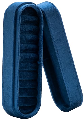 Velvet Small Multiple Ring Box Portable Organizer Display Storage Travel Case Jewelry Earring Holder for Wedding Birthday Christmas Day (Dark Blue) - color: Dark Blue