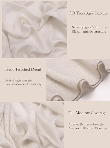 Lightweight Cotton Linen Feel Scarf Shawl Wrap Hijab for Women, Travel Fall Winter Gift - color: Mcspz2530-4#white