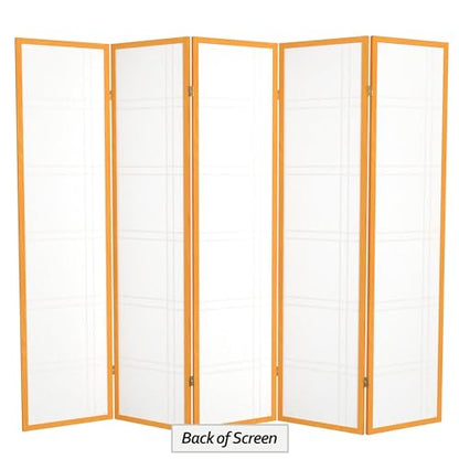 Red Lantern 6 ft. Tall Double Cross Shoji Screen - Honey - 5 Panels - color: Honey, size: 5 Panel
