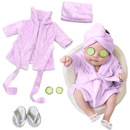 Newborn Photography Props Baby Girl 5 PCS Bathrobes Bath Towel Outfit with Slippers Cucumber Photo Props for Infant Boys Girls(0-6 Months) - size: Small