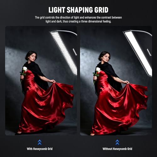 NEEWER Rectangular Softbox Kit, 12"x47" Strip Soft Box with Light Diffusers for Studio Photography Video Recording Streaming Lighting Compatible with Aputure 120d Compatible with Godox SL60w, NS94P