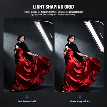 NEEWER Rectangular Softbox Kit, 12"x47" Strip Soft Box with Light Diffusers for Studio Photography Video Recording Streaming Lighting Compatible with Aputure 120d Compatible with Godox SL60w, NS94P