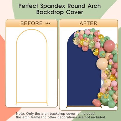 Arch Backdrop Cover Set of 2(6ft/7.2ft) Double Color Wedding Arch Cover Spandex Fitted Arch Covers,Round Top Arch Backdrop Cover for Baby Party Birthday Banquet Shower (Black+Blue) - color: Black+Blue