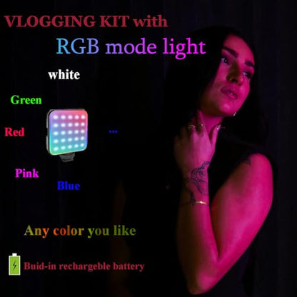 Vlogging Kit for iPhone Andriod Phone, Content Creator Essentials,YouTube Begginer Kit with RotatableHolder/Lavalier Microphone/RGB Light/Remote/Extendable Tripod (60IN Tripod) - size: 60IN Extendable Tripod
