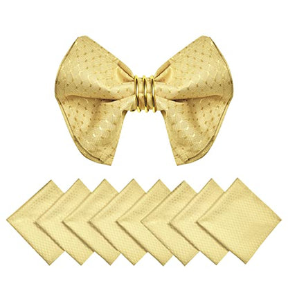 Cloth Napkins Set of 8 – Square 17x17 Inch Jacquard Fabric Polyester Washable Reusable Cloth Napkins for Kitchen Dinner Dining Restaurants Wedding Party Banquet Table (Gold A) - color: Gold a