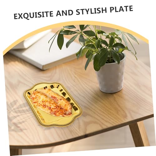 Antique Floral Engraved Metal Tray for Serving Desserts and Beverages Elegant Rectangular Platter for Weddings Buffets and Home Decor Mirror Finish