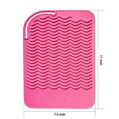 11" X 7.5" Large Size Heat Resistant Silicone Travel Mat, Anti-Heat Pad for Hair Straighteners, Hair Rollers, Curling Irons, Flat Irons and Other Hair Styling Tools - Baby Pink - color: Baby Pink, size: 11" X 7.5"