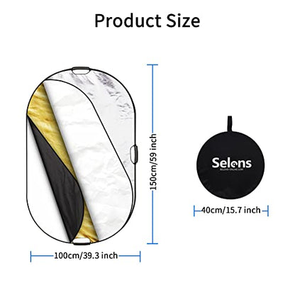 Selens 5-in-1 Oval Reflector with Handle for Photography Photo Studio Lighting & Outdoor Lighting (59 x 39 Inch) - size: 59 x 39 Inch Oval Reflector