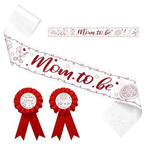 Special Delivery Pizza Mom to Be Sash Baby Shower Dad to Be for Baby Shower Party Gender Reveals Party Favors Decorations for Boys and Girls Pregnancy Props Keepsake Gifts - style: Special Delivery Pizza Baby Shower