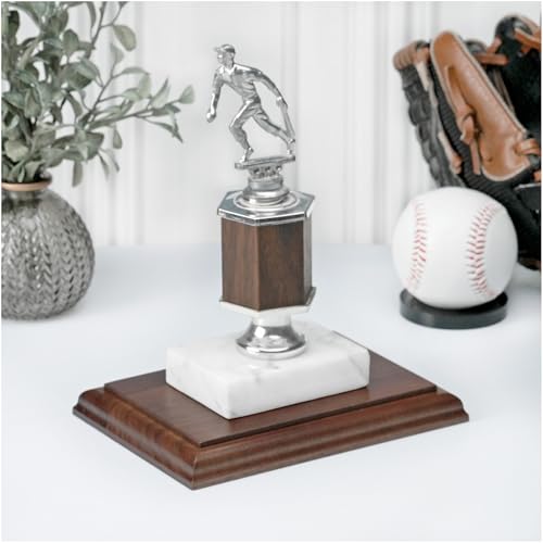 Plymor Solid Walnut Rectangular Wood Display Base with Ogee Edge, 6.875" W x 4.875" D x 0.75" H - size: 6.875" x 4.875" 0.75"