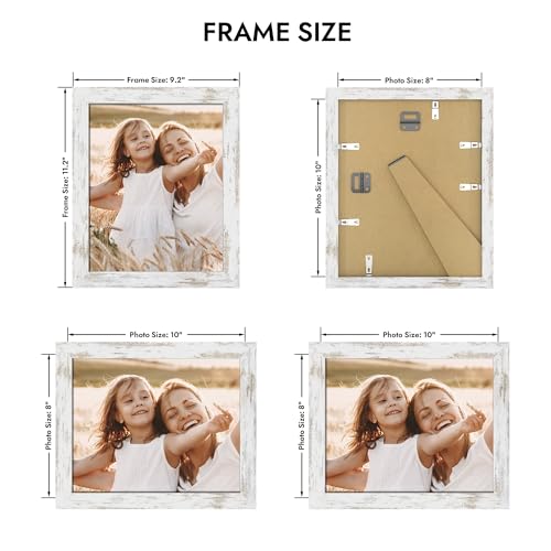 Hongkee 8x10 Picture Frame, Made of Real Glass and Wooden Frame, Horizontal and Vertical Display for Wall or Tabletop (Distressed White, 1 Pack) - color: Distressed White, size: 8X10 in
