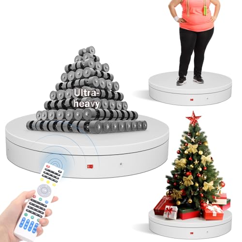 19.7In Remote Large Motorized electric turntable Rotating platform Photography Turntable Motorized lazy susan Base giratoria para for Photography,3D Scanner,Heavy duty display(Load Range:220~500lbs) - size: 19.7inch/White/500Lbs Load