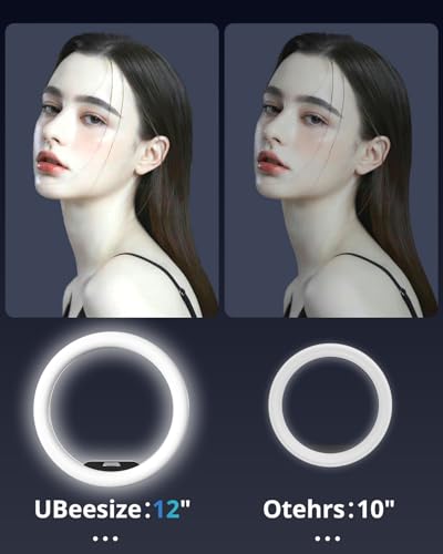 UBeesize 12" Ring Light Tripod for iPhone with Overhead Phone Mount, 75" Tall Ring Lights with Stand and Camera Mounts for Photography/Live Streaming/TikTok/YouTube Content Creation - size: 12in-Stand