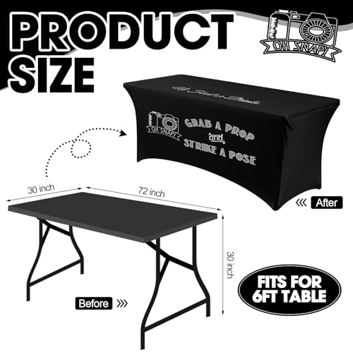 Oudain Photo Booth Table Cloth 6ft Graduation Photo Booth Props Birthday Class of 2026 Stretch Spandex Table Cover Photobooth Background Grad Party Decor for Graduation Wedding Disco New Year Event - color: Black, size: 11.8" x 7.9" (Rectangular), style: