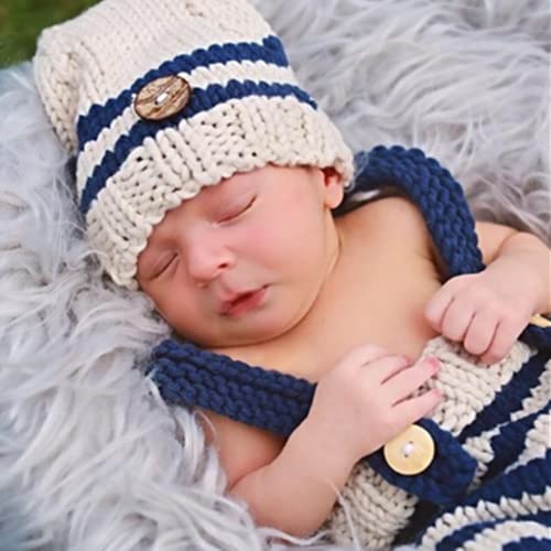 Fashion Cute Newborn Boy Girls Baby Costume Outfits Photography Props Hat Pants - color: Beige