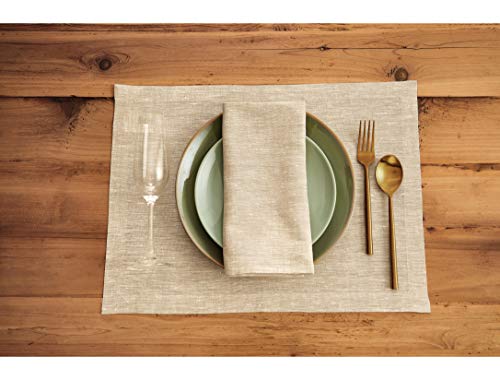 Solino Home Linen Cloth Placemats Set of 4-100% Pure Linen Champagne Beige Placemats 14 x 19 Inch for Spring, Summer - Athena - color: 02: Champagne Beige, size: 14" X 19" (Set of 4)