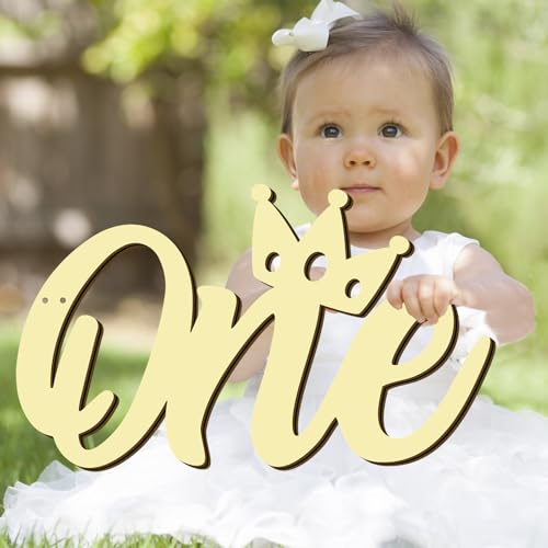 Wooden 1st Birthday Decorations One Sign for Baby Boys Girls First Birthday Cutout Letter One Photo Prop for 1st Birthdays Party Signs for Backdrop Berry First Balloon Arch Decor Onederful Sign Banner - color: Wood Color One Sign