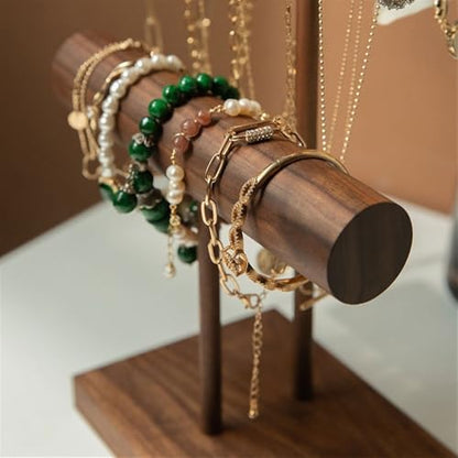 Jewelry Holder Light Luxury Walnut Necklace Rack Double Watch Stand Vintage Shopping Mall Counter Jewelry Display Props Bracelet Stand Jewelry Display