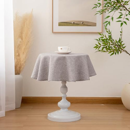 Hiasan Round Linen Tablecloth 30 Inch - Wrinkle and Stain Resistant Washable Polyester Fabric Table Cloth for Dining Room Kitchen Party, Stone - color: Stone, size: 30" (Round)