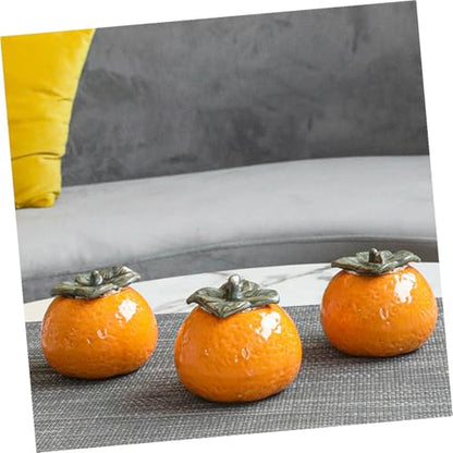 KICHOUSE Ceramic Orange Fruit Shaped Tea Storage Jar Small Decorative Canister with Lid for Home Kitchen Photography Props